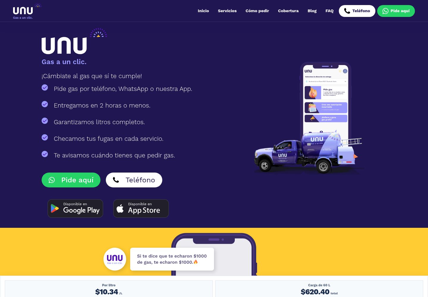 Diseño y desarrollo web para UNU Gas